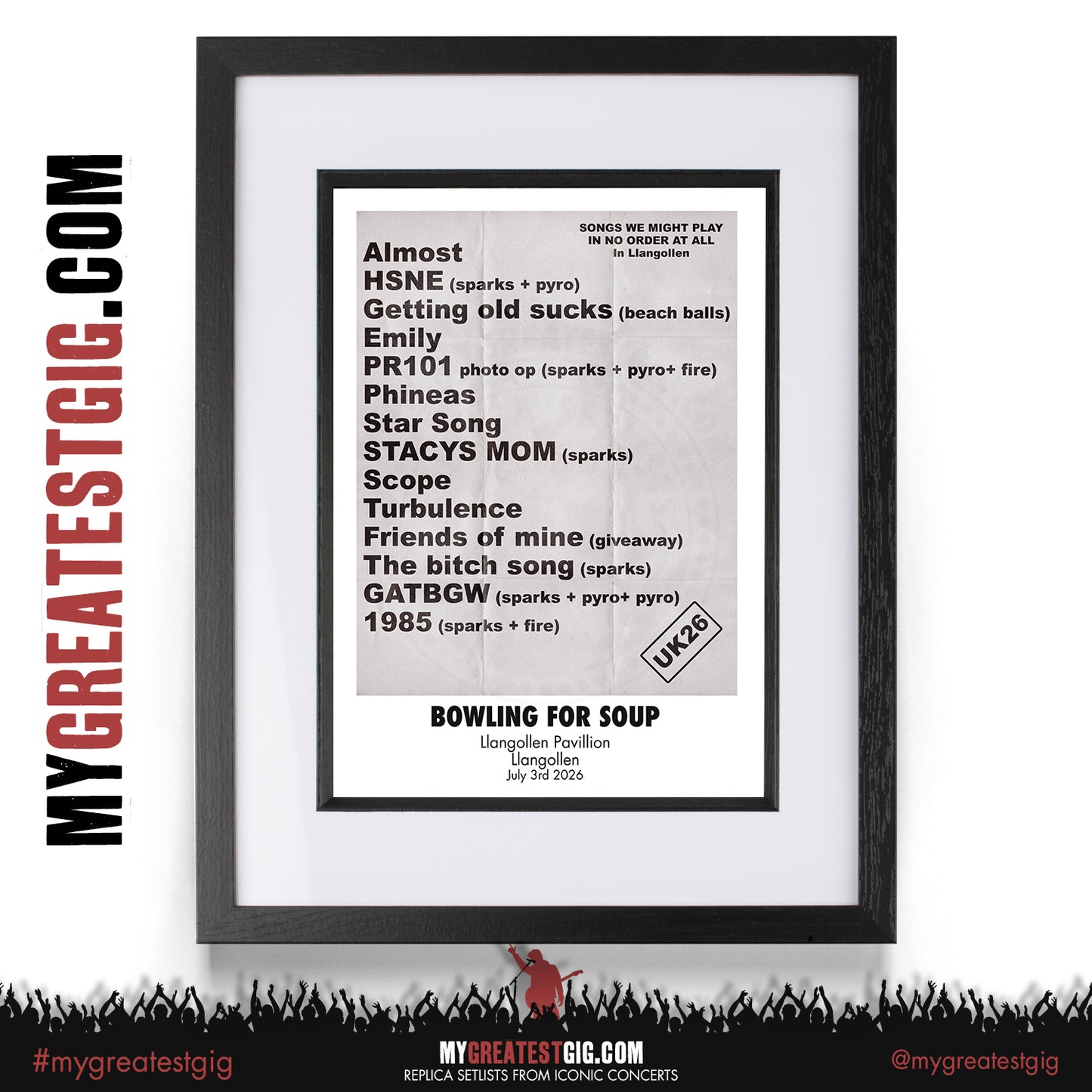 Bowling for Soup / Frank Turner - Bowl My Bones Tour 2026 Replica Setlist Posters