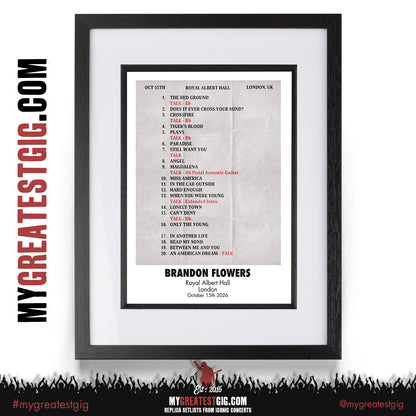 Brandon Flowers - Thrasher Tour 2026 - Replica Setlist Posters
