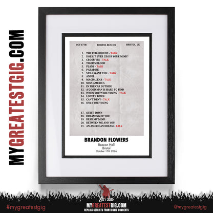 Brandon Flowers - Thrasher Tour 2026 - Replica Setlist Posters