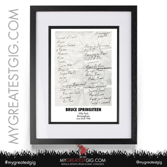 Bruce Springsteen - Birmingham - June 22nd 1988 Replica Setlist Poster