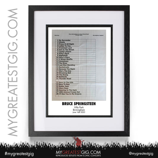 Bruce Springsteen - Birmingham - June 16th 2023 Recreated Setlist Poster