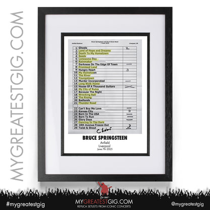 Bruce Springsteen - Liverpool & Manchester - 2025 - Replica Setlist Posters