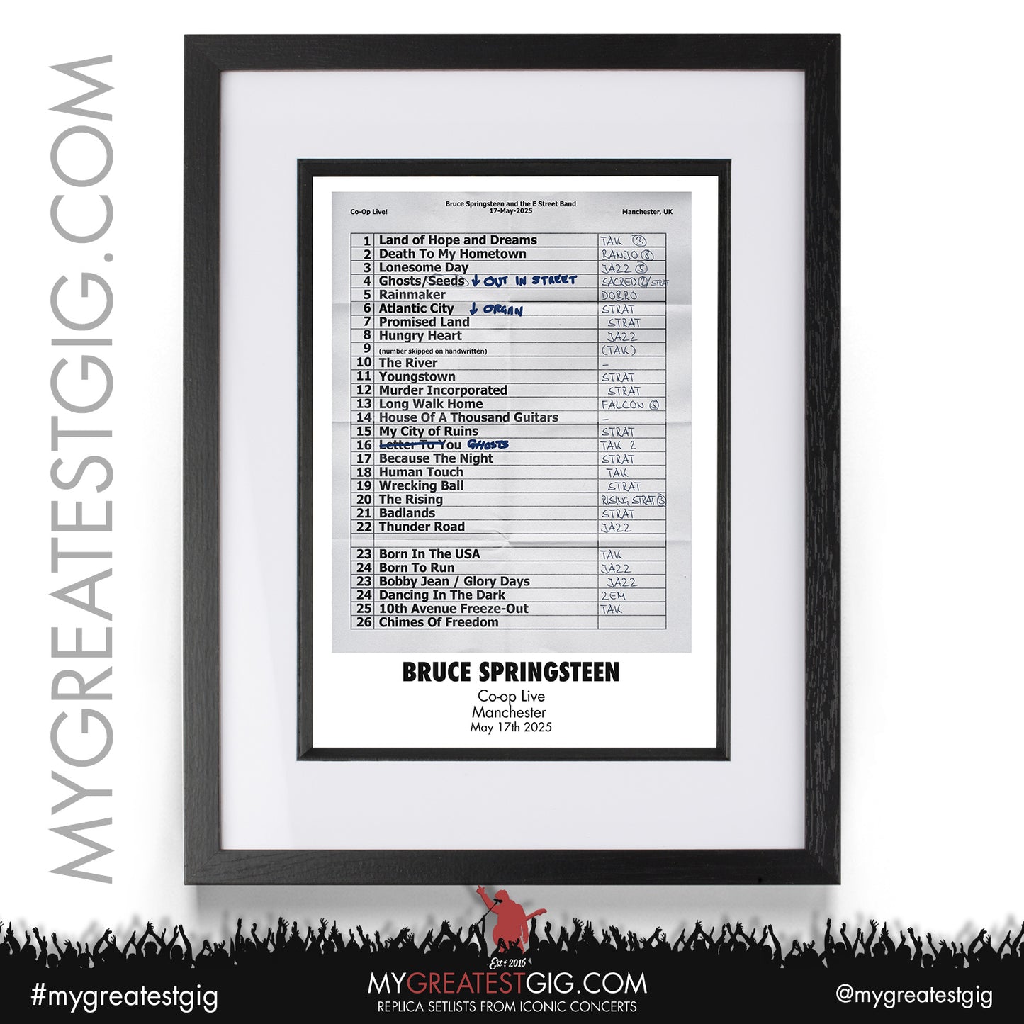 Bruce Springsteen - Liverpool & Manchester - 2025 - Replica Setlist Posters