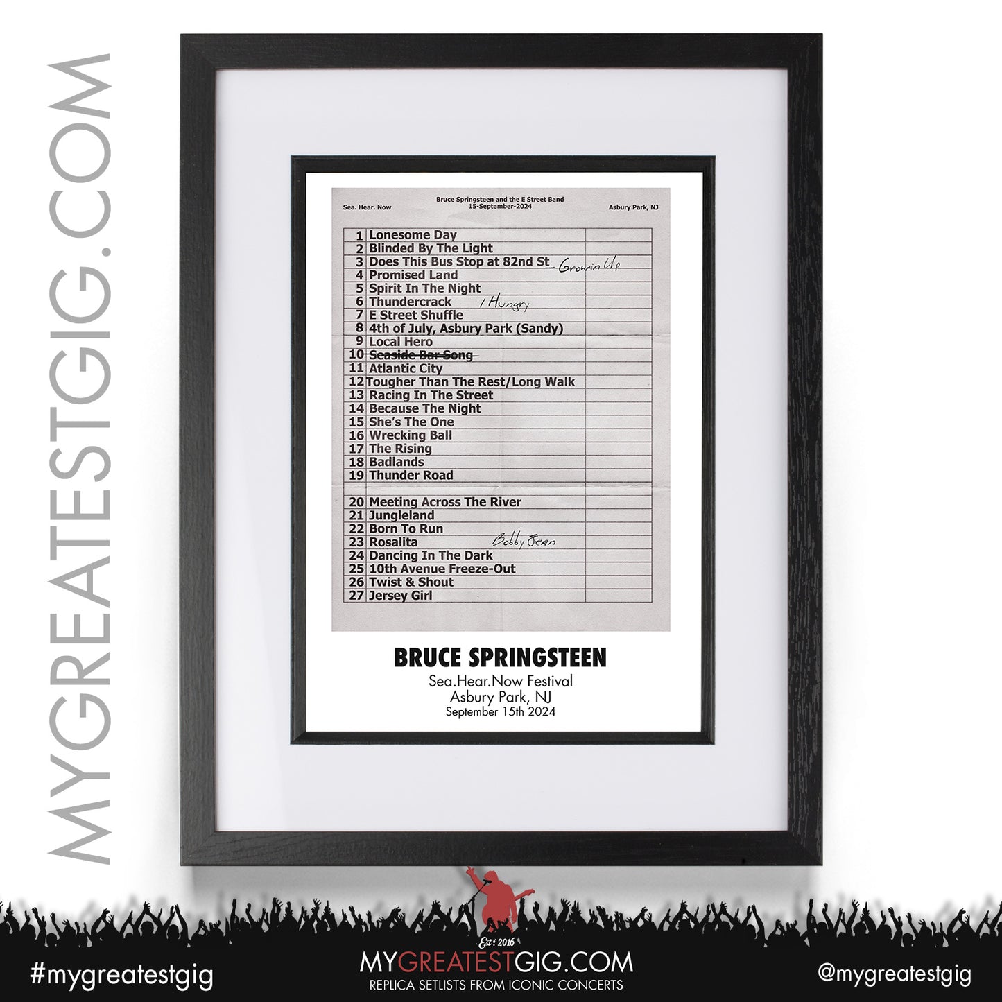Bruce Springsteen - Sea.Hear.Now Festival - September 15th 2024 Replica Setlist Poster