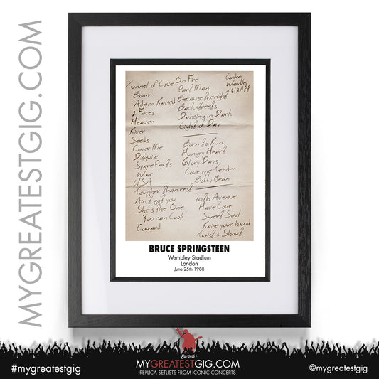 Bruce Springsteen - Wembley Stadium - June 25th 1988 Replica Setlist