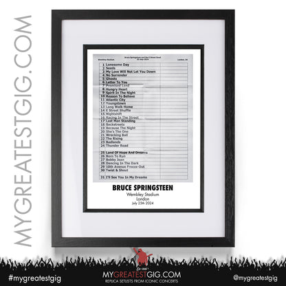 Bruce Springsteen - Wembley Stadium - July 25th / 27th 2024 Replica Setlist Poster