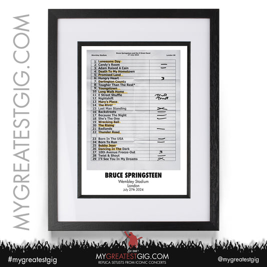 Bruce Springsteen - Wembley Stadium - July 25th / 27th 2024 Replica Setlist Poster