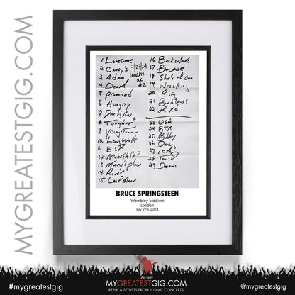 Bruce Springsteen - Wembley Stadium - July 25th / 27th 2024 Replica Setlist Poster