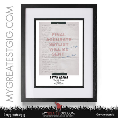 Bryan Adams - Roll With the Punches Tour 2025 - Replica Setlist Posters