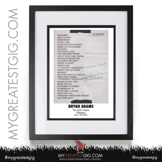 Bryan Adams - Roll With the Punches Tour 2025 - Replica Setlist Posters