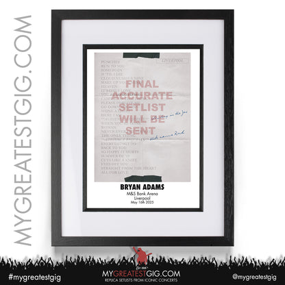 Bryan Adams - Roll With the Punches Tour 2025 - Replica Setlist Posters