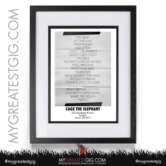 Cage The Elephant - London - January 20th 2017 Recreated Setlist Poster