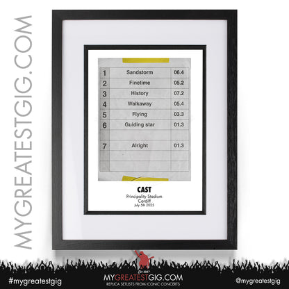 Cast - Live '25 - Oasis 2025 Tour Support Replica Setlist Posters