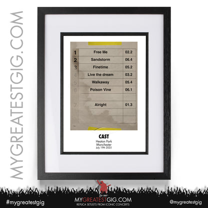 Cast - Live '25 - Oasis 2025 Tour Support Replica Setlist Posters