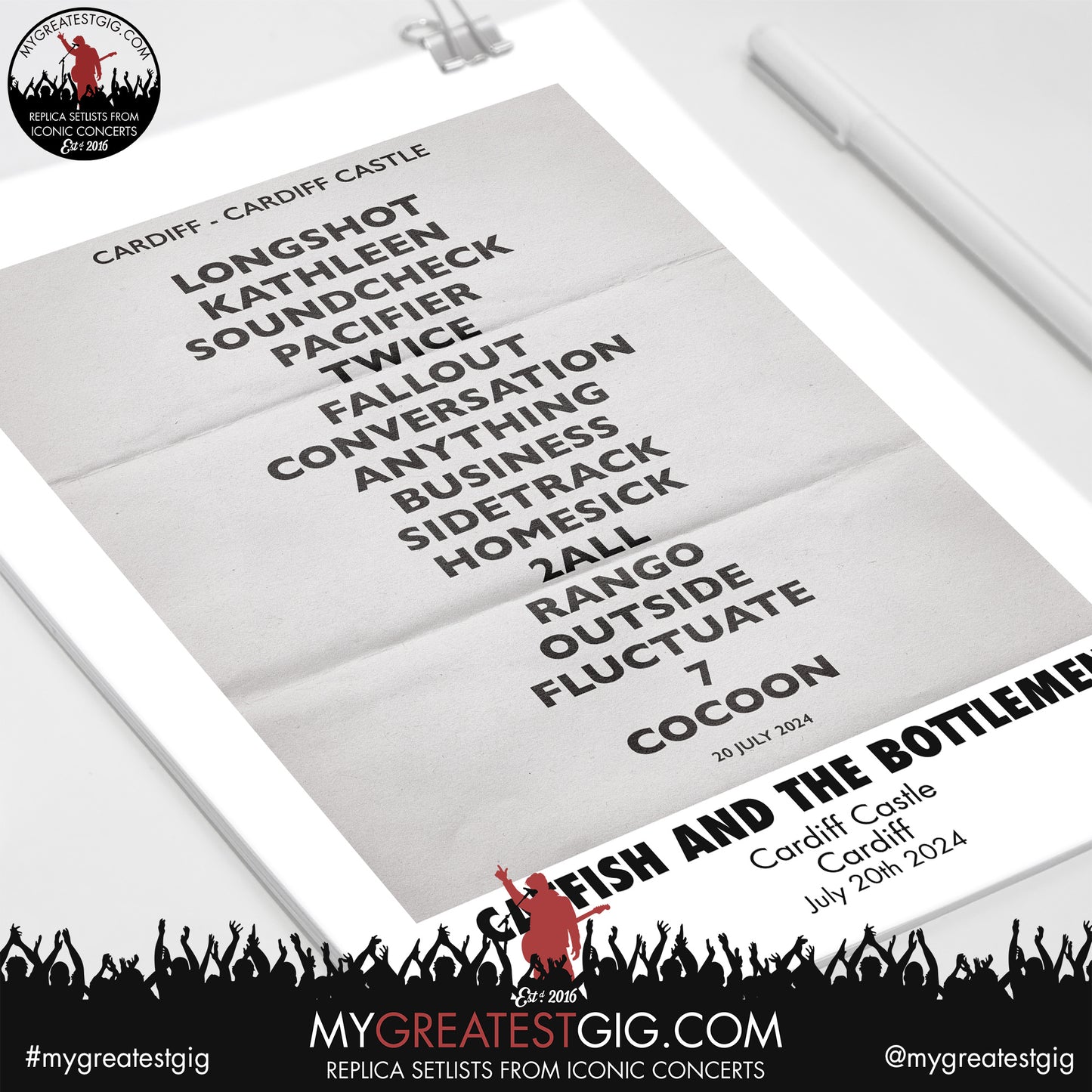 Catfish and the Bottlemen - Cardiff - July 19th / 20th 2024 Recreated Set List Poster