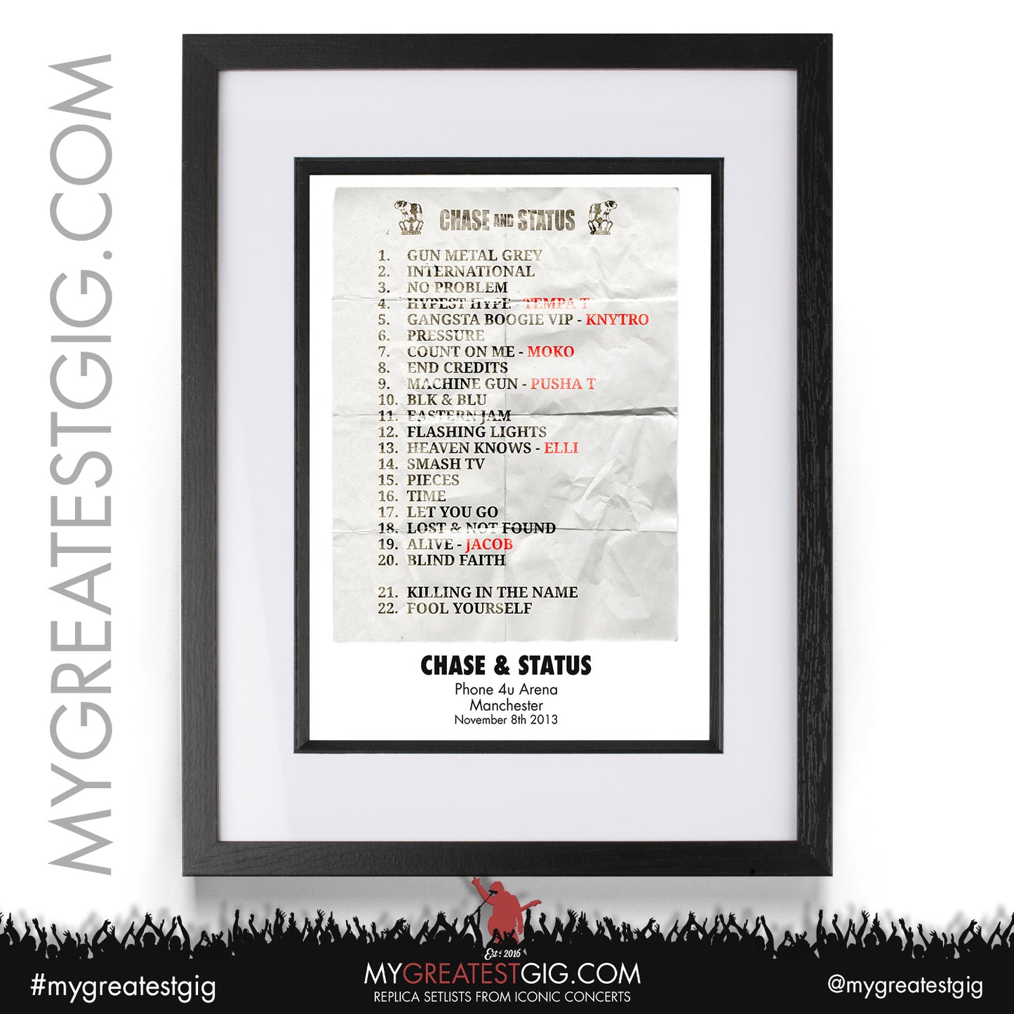 Chase & Status - London/Manchester - November 2013 Replica Setlist Poster