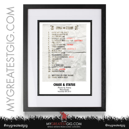 Chase & Status - London/Manchester - November 2013 Replica Setlist Poster