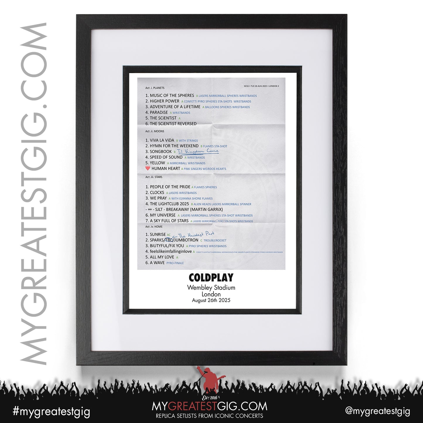 Coldplay - Music of the Spheres Tour 2025 - Replica Setlist Posters