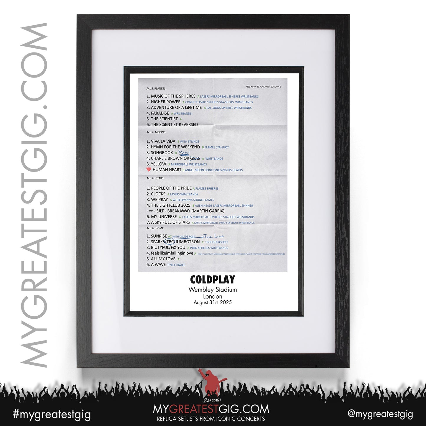 Coldplay - Music of the Spheres Tour 2025 - Replica Setlist Posters