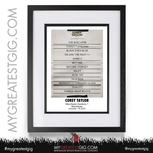 Corey Taylor - Manchester - November 11th 2023 Recreated Setlist Poster