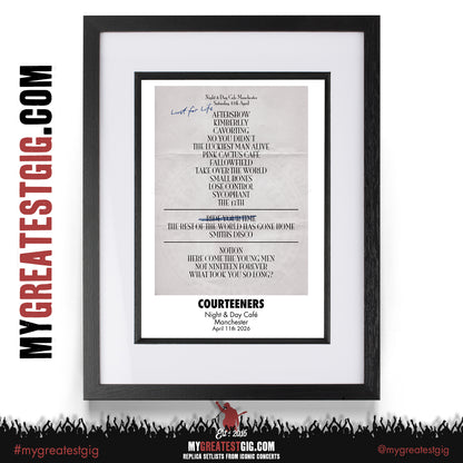 Courteeners - Pink Cactus Cafe Tour 2026 -  Replica Setlist Posters