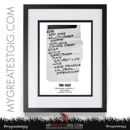 The Cult - Manchester - December 14th 1994 Recreated Setlist Poster