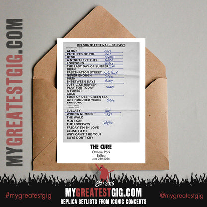 The Cure - Festival Summer 2026 - Replica Setlist Posters
