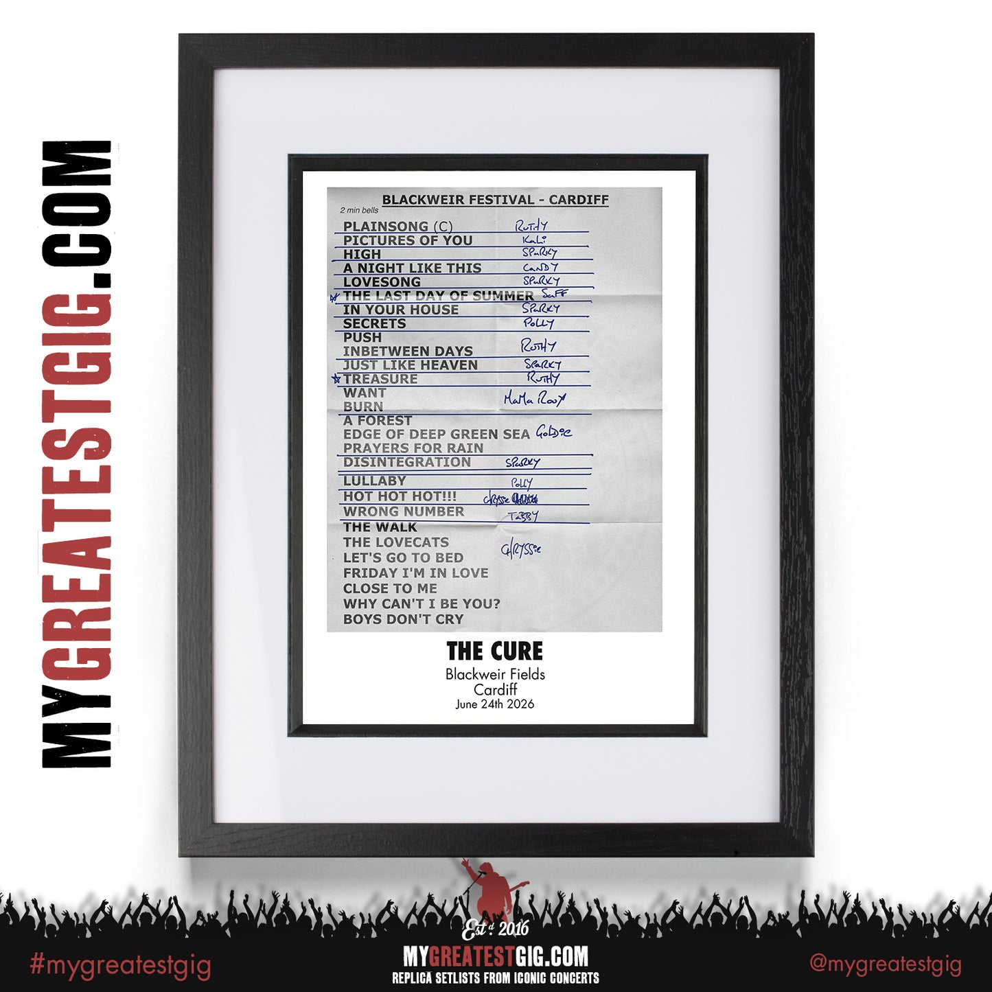 The Cure - Festival Summer 2026 - Replica Setlist Posters