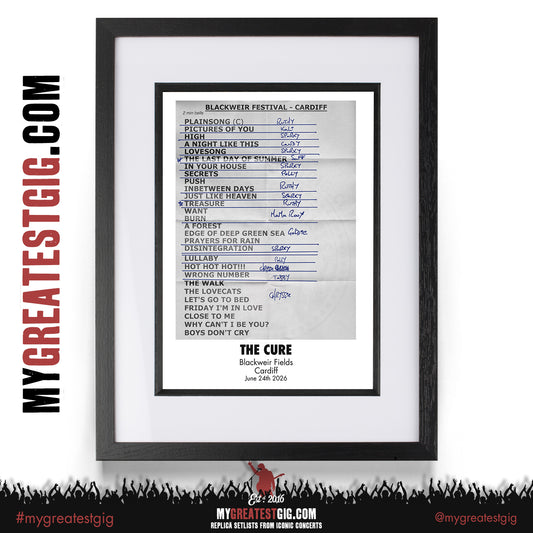 The Cure - Festival Summer 2026 - Replica Setlist Posters