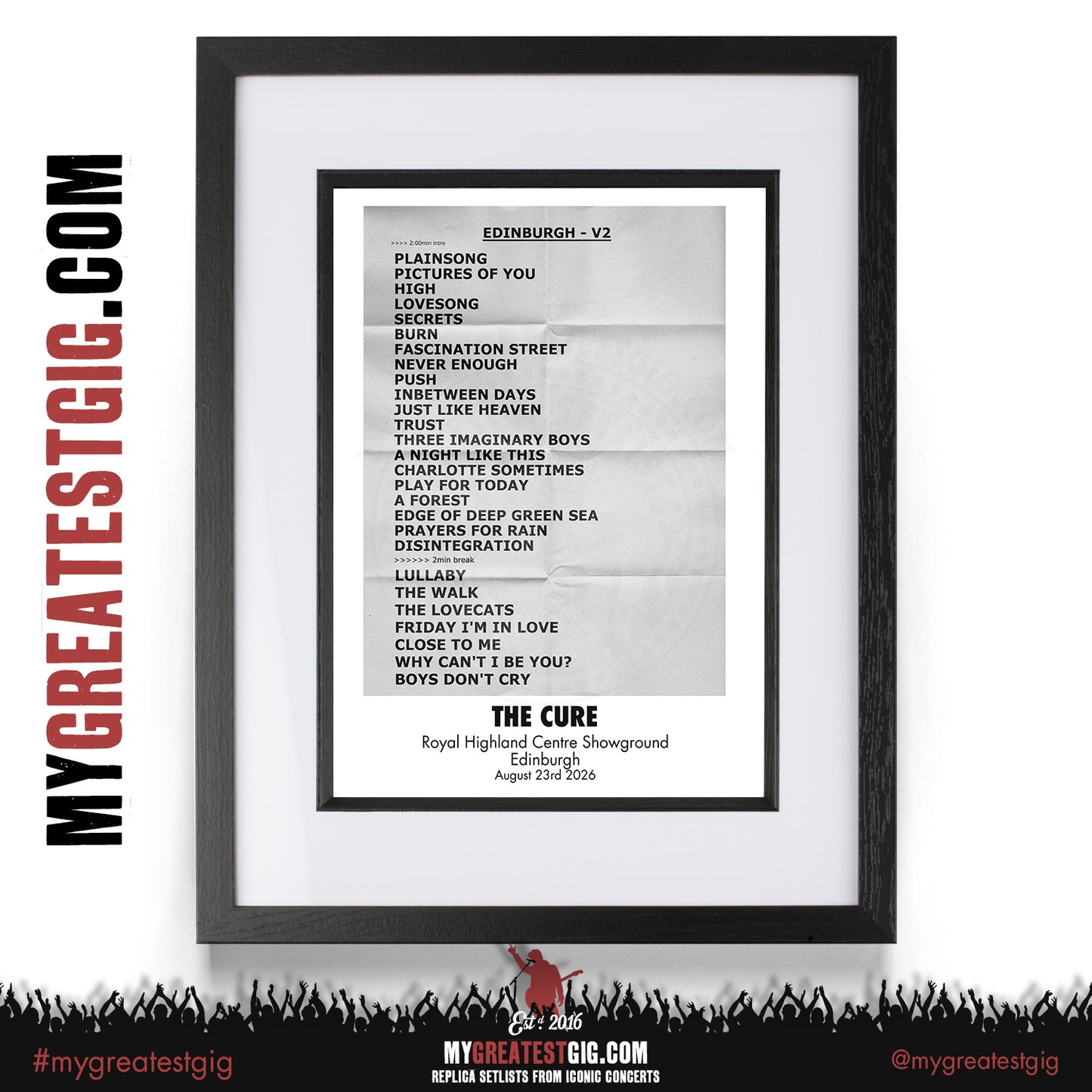 The Cure - Festival Summer 2026 - Replica Setlist Posters