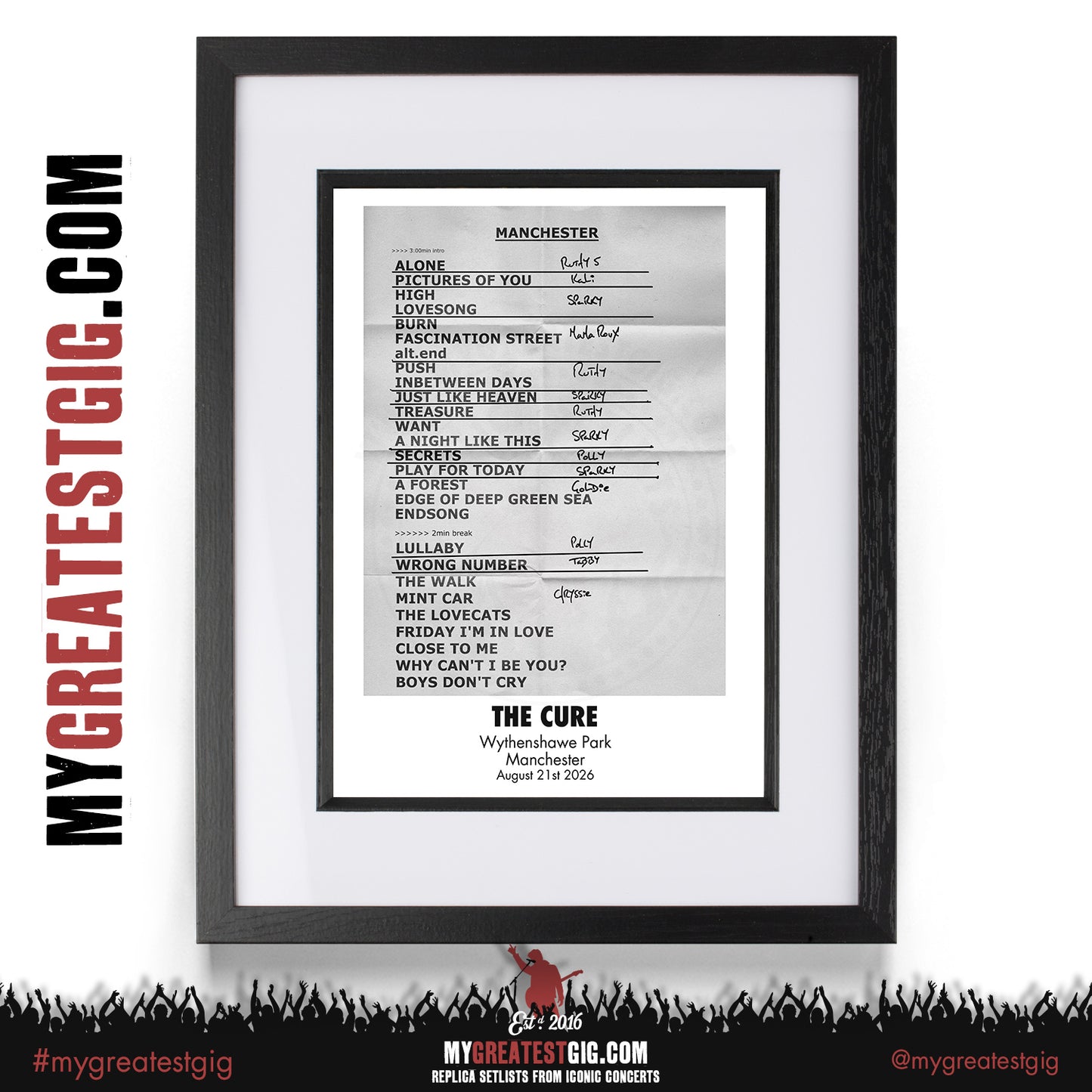 The Cure - Festival Summer 2026 - Replica Setlist Posters