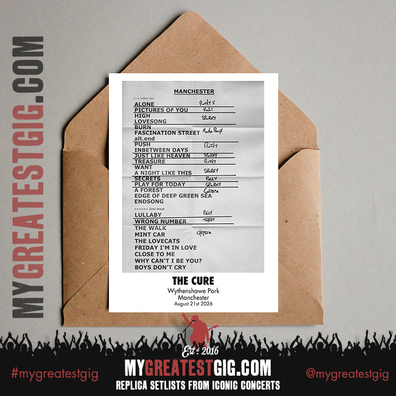 The Cure - Festival Summer 2026 - Replica Setlist Posters