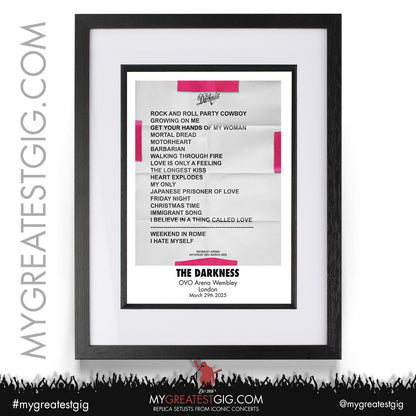 The Darkness - Dreams on Toast 2025 Tour - Replica Setlist Posters