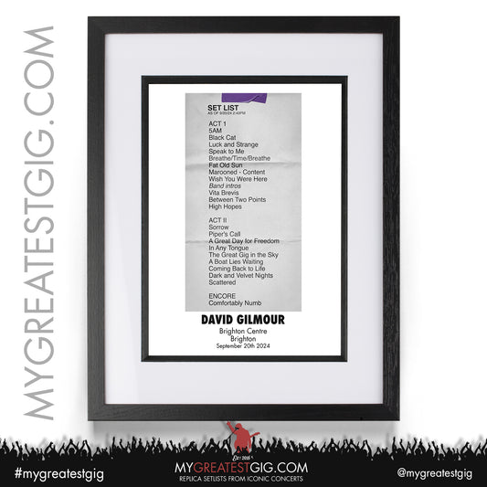 David Gilmour - Brighton - September 20th 2024 Replica Setlist Poster