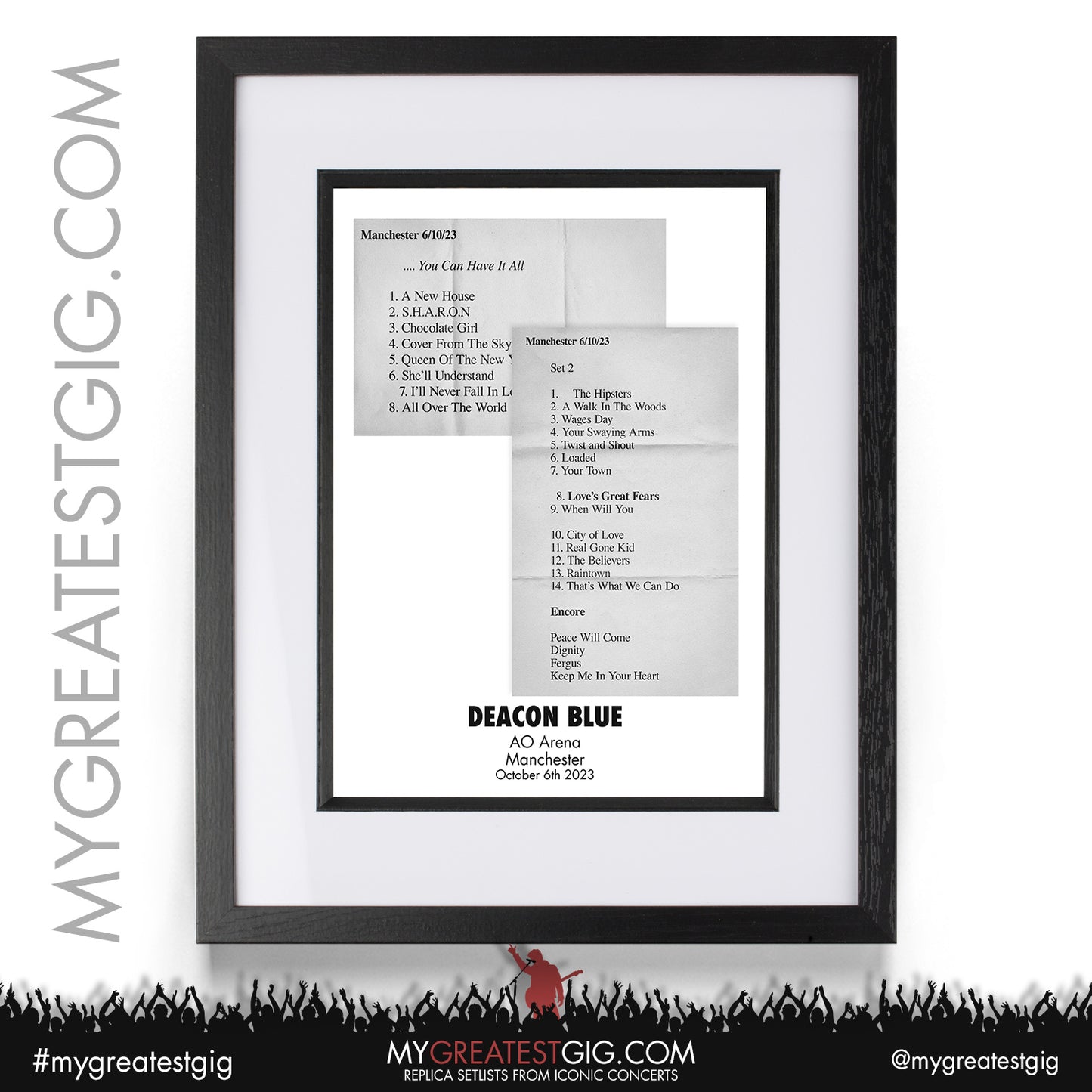 Deacon Blue - Manchester - October 6th 2023 Replica Setlist Poster