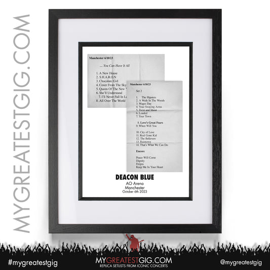 Deacon Blue - Manchester - October 6th 2023 Replica Setlist Poster