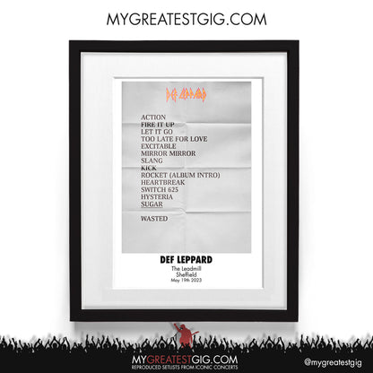 Def Leppard - Sheffield - May 19th 2023 Recreated Setlist Poster