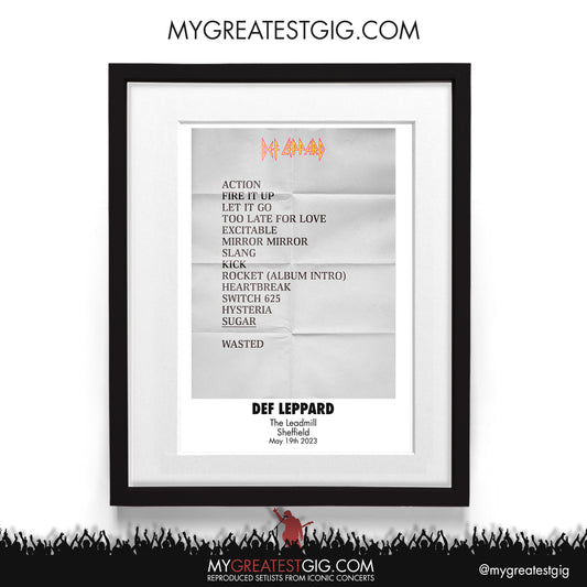Def Leppard - Sheffield - May 19th 2023 Recreated Setlist Poster