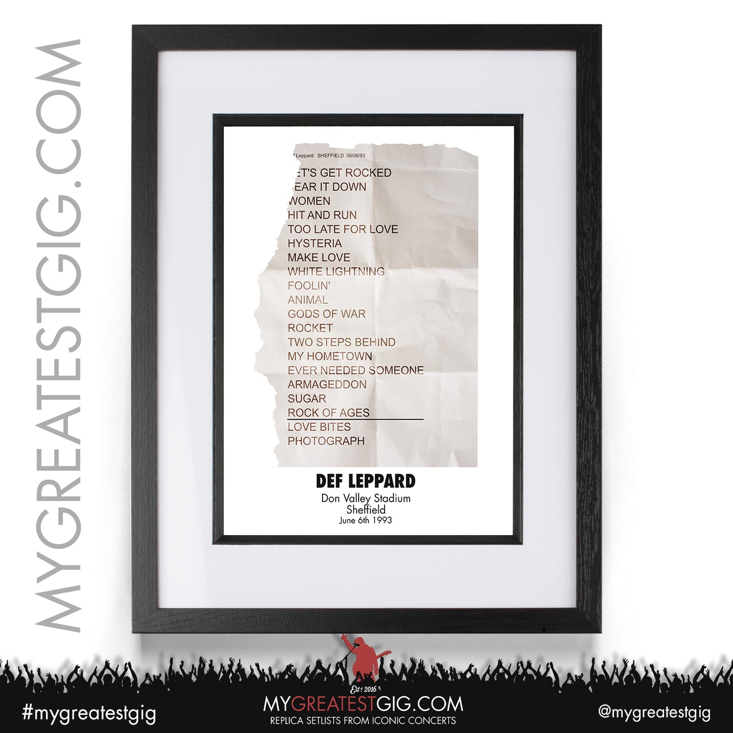 Def Leppard - Sheffield - June 6th 1993 Replica Setlist Poster