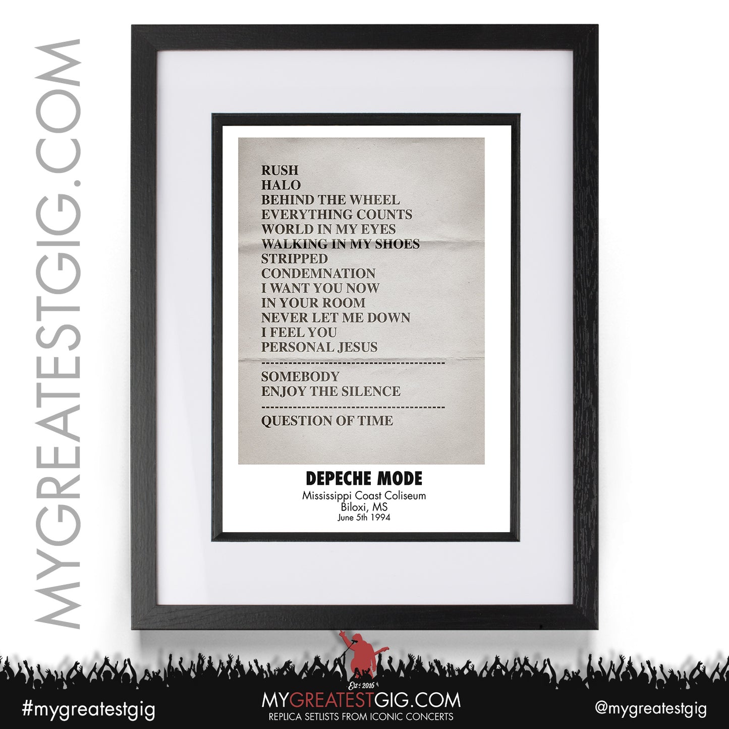 Depeche Mode - Biloxi - June 5th 1994 Replica Setlist Poster