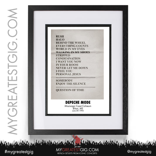 Depeche Mode - Biloxi - June 5th 1994 Replica Setlist Poster