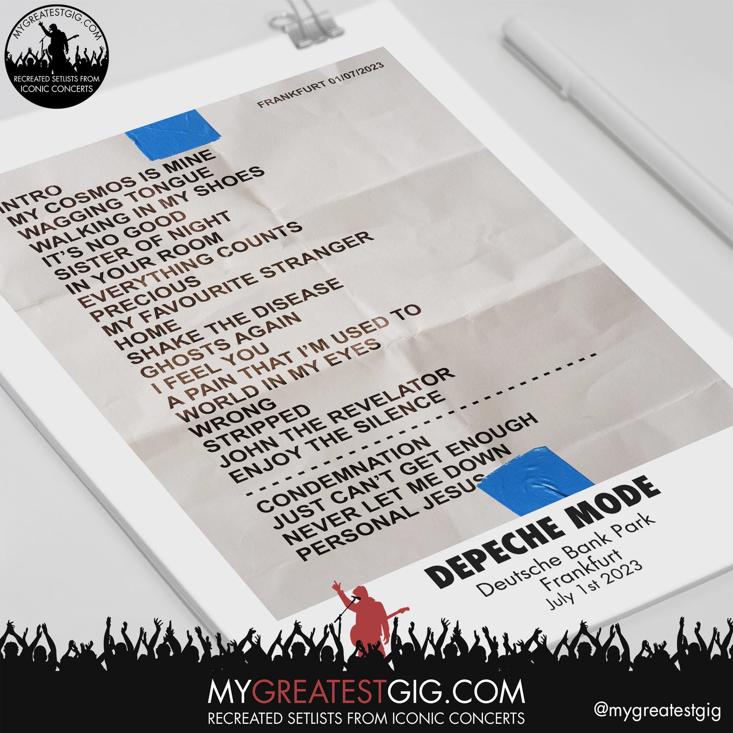 Depeche Mode - Frankfurt - July 1st 2023 Replica Setlist Poster