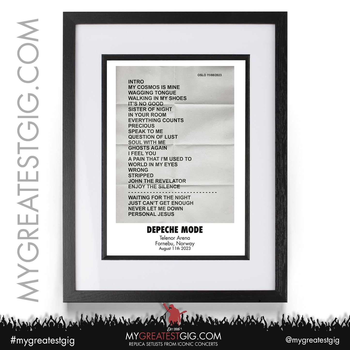 Depeche Mode - Oslo - August 11th 2023 Replica Setlist Poster