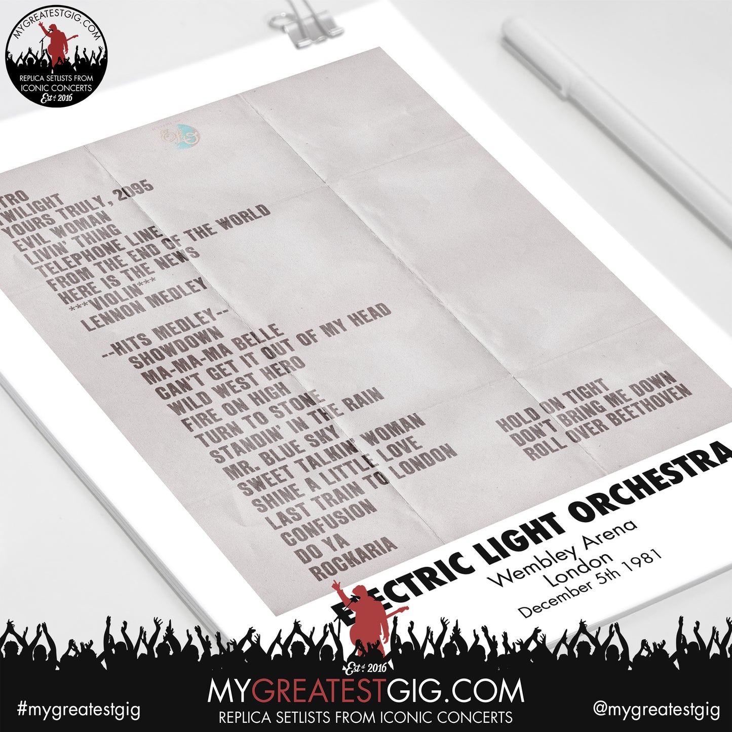 ELO - London - December 2nd & 5th 1981 Recreated Setlist Poster
