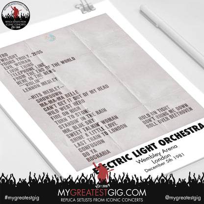 ELO - London - December 2nd & 5th 1981 Recreated Setlist Poster
