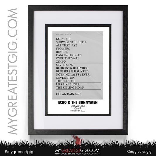 Echo & The Bunnymen - Cardiff - February 5th 2022 Recreated Setlist Poster