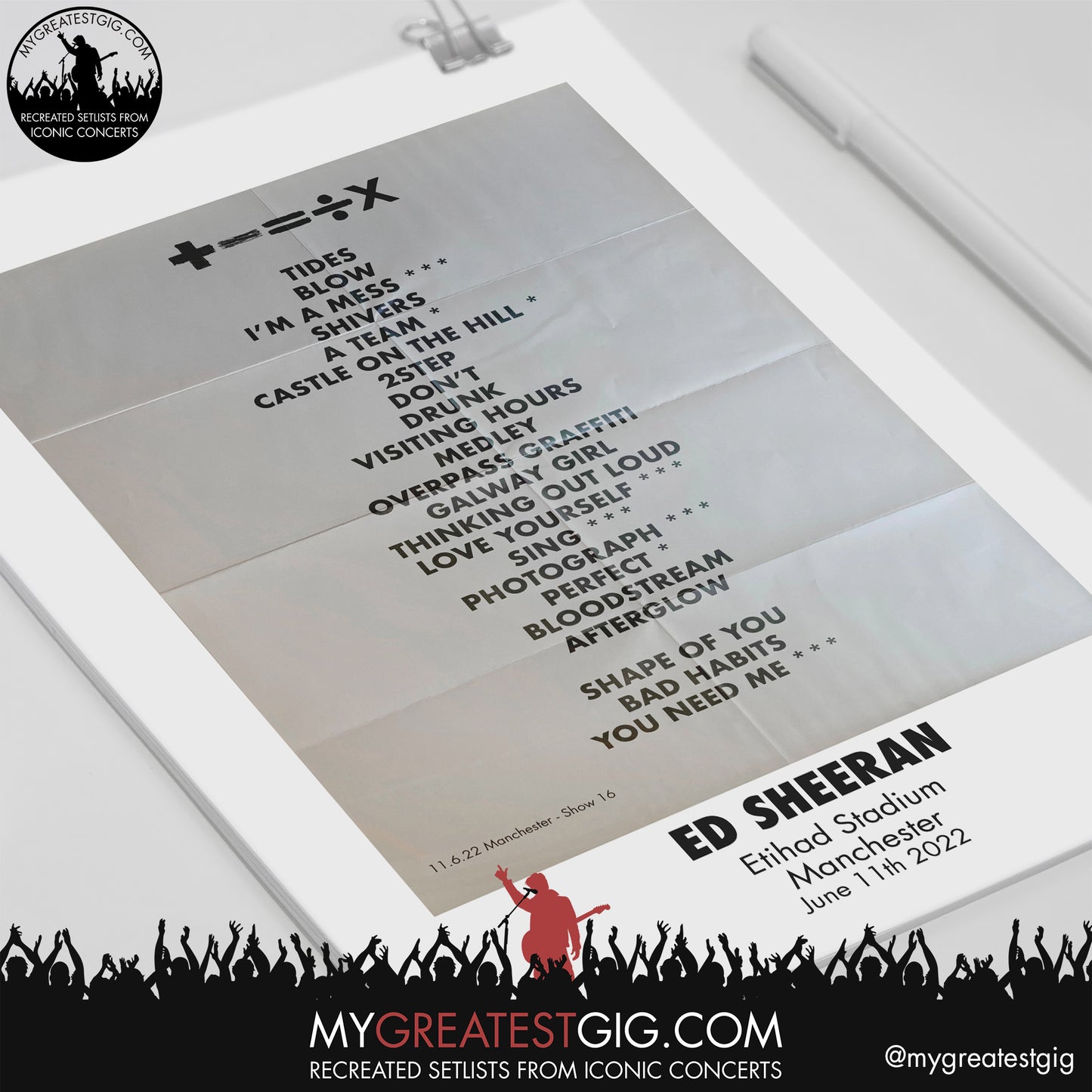 Ed Sheeran - Manchester - June 11th 2022 Recreated Setlist Poster