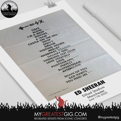 Ed Sheeran - Manchester - June 11th 2022 Recreated Setlist Poster