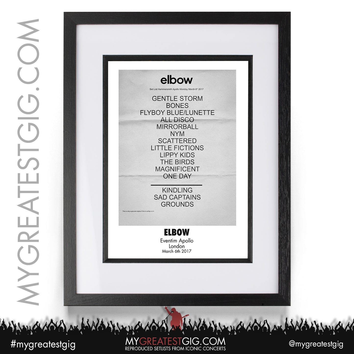 Elbow - London - March 6th 2017 Recreated Setlist Poster