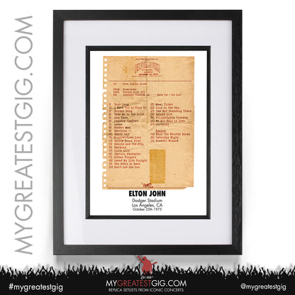 Elton John - Dodger Stadium - October 25th 1975 Replica Setlist Poster